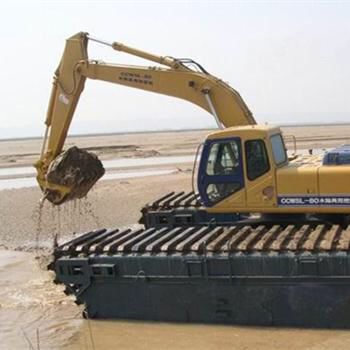 西藏省拉萨市沼泽地水上挖机租赁鱼池改造